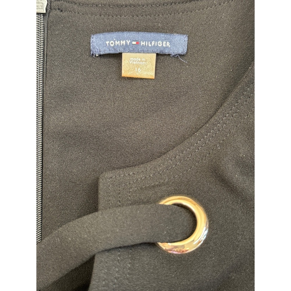 Tommy‎ Hilfiger Black Sheath Dress Sz 16 Grommet Neck Career Office NWOT Classic - Picture 9 of 10